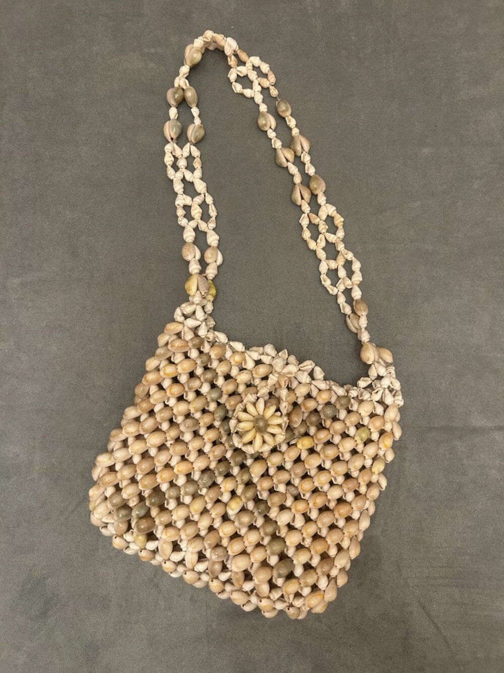 Vintage Handcrafted Cowrie Shell Purse Beach Resort Mermaid Coastal Cottagecore